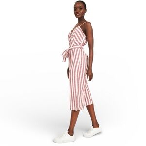 Kensie Wide Leg Striped Cropped One Piece Jumpsuit